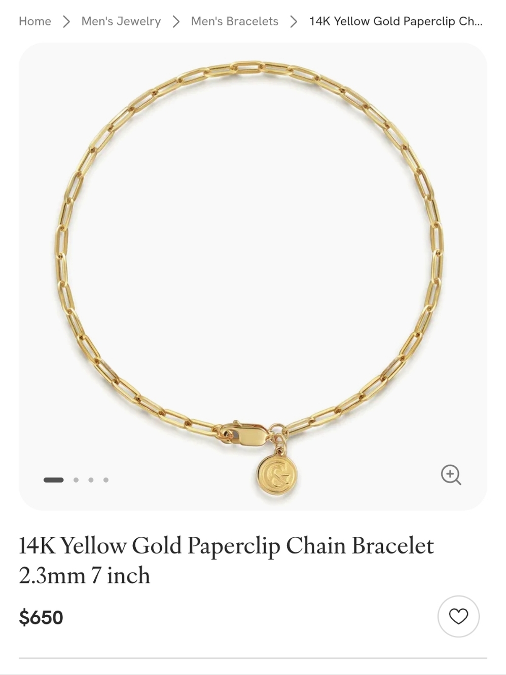 14K Yellow Solid Gold Paperclip Chain Bracelet - Gabriel & Co  Women's Jewelry